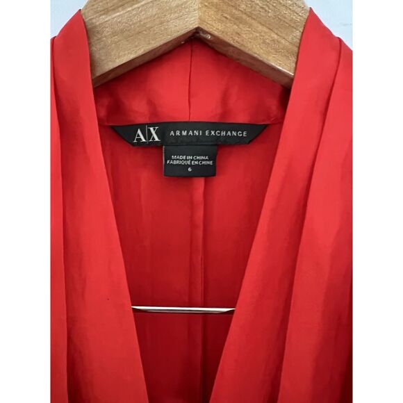 Armani Exchange Shirt Dress Sleeveless Red Plunging Collar Dress Sz 6 - Picture 3 of 7